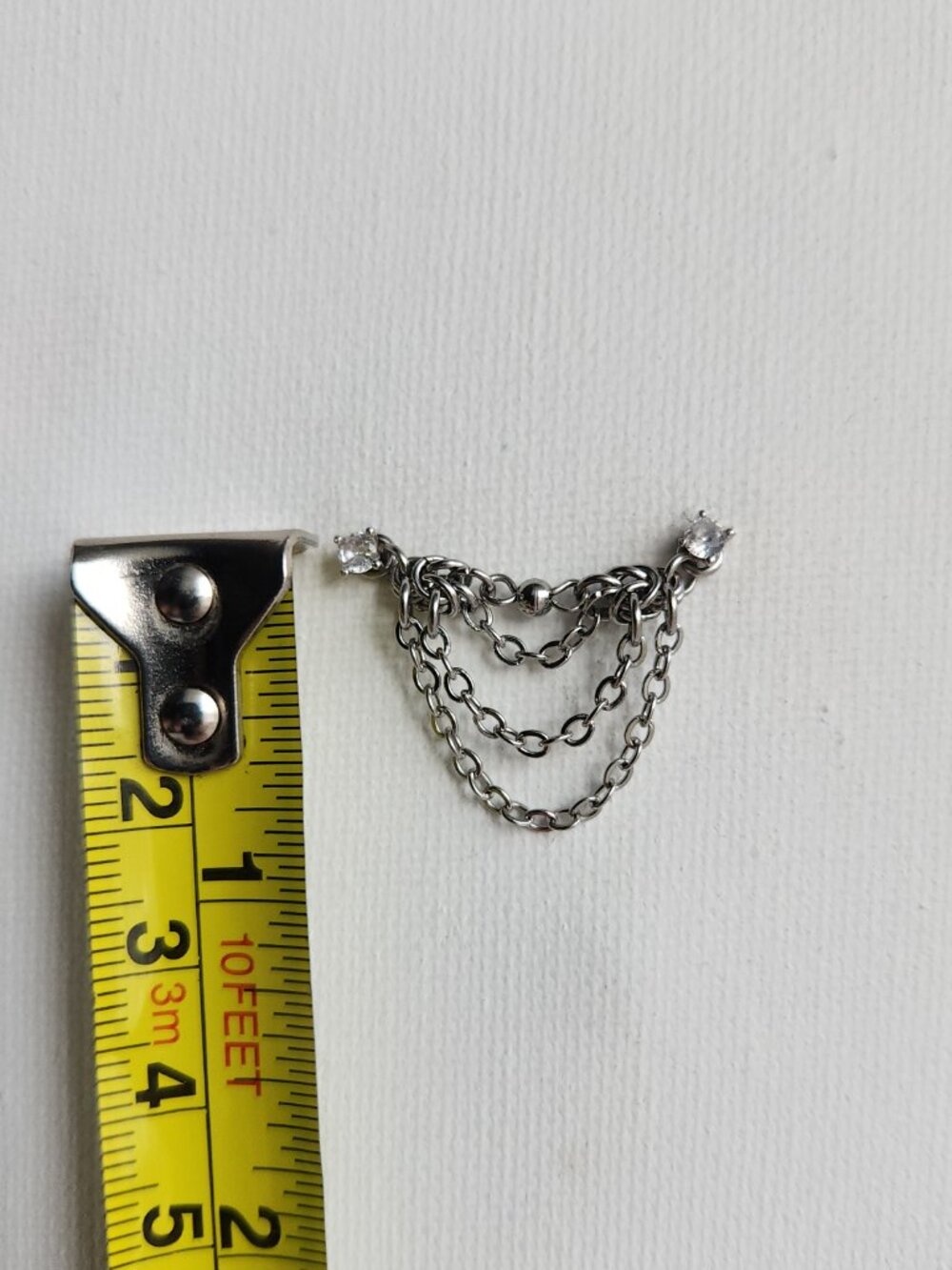 Silver triple piercing chain attachment for cartilage jewelry - Picture 6 of 8